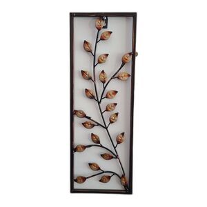 Vintage Metal Art Panel Wall Hanging Leaf And Branch Design Bronze And Gold Tone